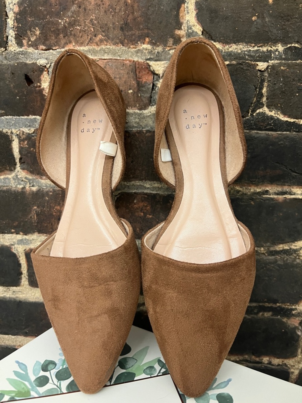 a new day Brown Suede Pointed D'Orsay Flats